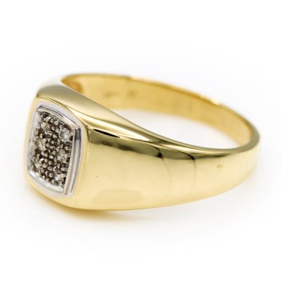 10K Two-Tone Gold 0.06TW I1 to I2 H to I Diamond Signet Ring [OECR1044-12]