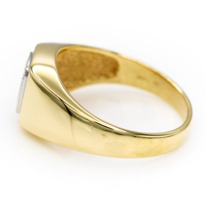 10K Two-Tone Gold 0.06TW I1 to I2 H to I Diamond Signet Ring [OECR1044-12]