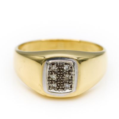 10K Two-Tone Gold 0.06TW I1 to I2 H to I Diamond Signet Ring [OECR1044-12]