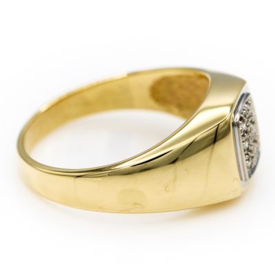 10K Two-Tone Gold 0.06TW I1 to I2 H to I Diamond Signet Ring [OECR1044-12]