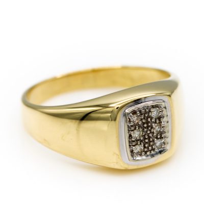 10K Two-Tone Gold 0.06TW I1 to I2 H to I Diamond Signet Ring [OECR1044-12]