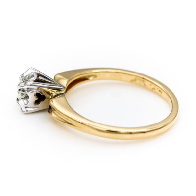 18K Two-Tone Gold 0.15CT VS2 I Round Brilliant Cut Diamond Women's Ring [OECR1045-12]