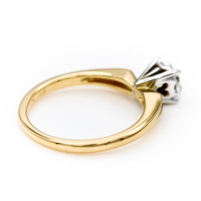 18K Two-Tone Gold 0.15CT VS2 I Round Brilliant Cut Diamond Women's Ring [OECR1045-12]