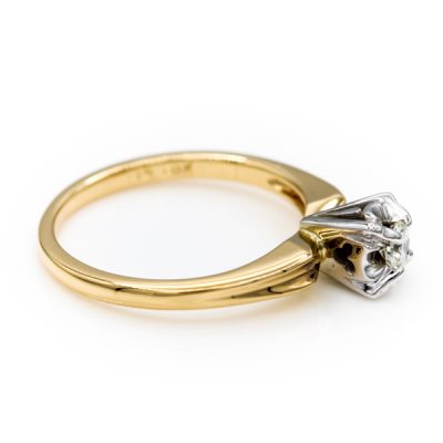 18K Two-Tone Gold 0.15CT VS2 I Round Brilliant Cut Diamond Women's Ring [OECR1045-12]