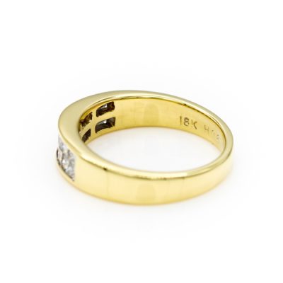 18K Yellow Gold 1.0TW SI2 G to H Princess Cut Diamond Band Ring [OECR1046-12]