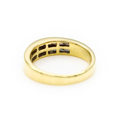 18K Yellow Gold 1.0TW SI2 G to H Princess Cut Diamond Band Ring [OECR1046-12]