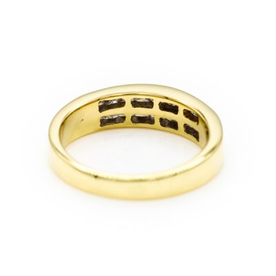 18K Yellow Gold 1.0TW SI2 G to H Princess Cut Diamond Band Ring [OECR1046-12]