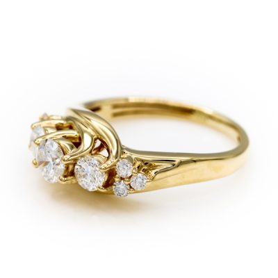14K Yellow Gold 0.75TW I1 to I2 G to H Round Brilliant Cut Diamond Band Ring 0.33CT/0.30TW/0.12TW [OECR1050-12]