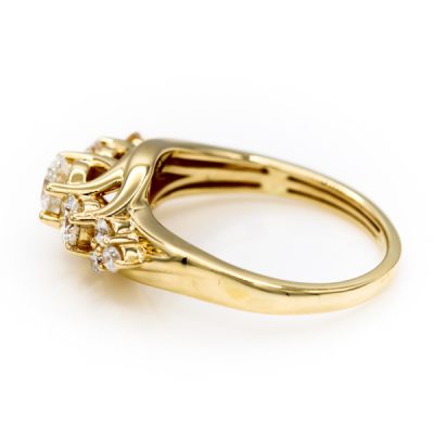 14K Yellow Gold 0.75TW I1 to I2 G to H Round Brilliant Cut Diamond Band Ring 0.33CT/0.30TW/0.12TW [OECR1050-12]