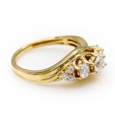 14K Yellow Gold 0.75TW I1 to I2 G to H Round Brilliant Cut Diamond Band Ring 0.33CT/0.30TW/0.12TW [OECR1050-12]