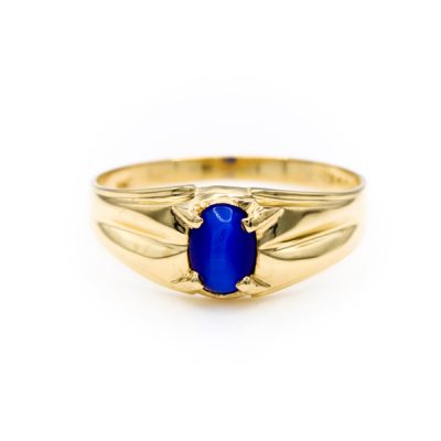 10K Yellow Gold Star Sapphire Signet Ring [OECR10100-12]