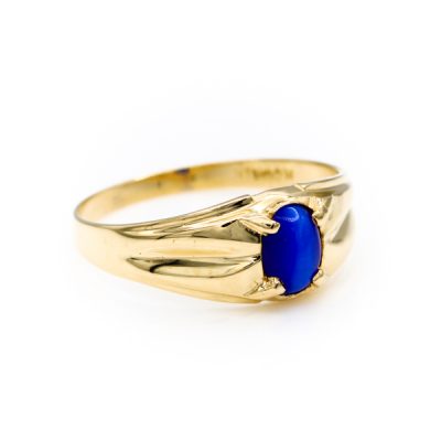 10K Yellow Gold Star Sapphire Signet Ring [OECR10100-12]
