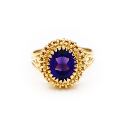 14K Yellow Gold Amethyst Amethyst Ring [OECR10101-12]