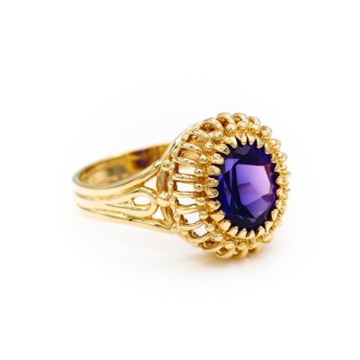 14K Yellow Gold Amethyst Amethyst Ring [OECR10101-12]