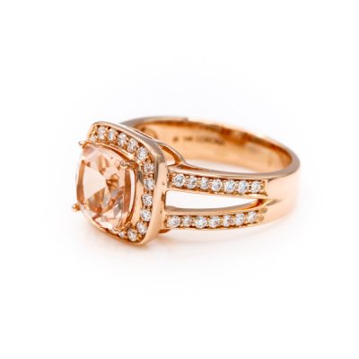 14K Rose Gold Cushion Cut Morganite Ring [OECR10103-12]