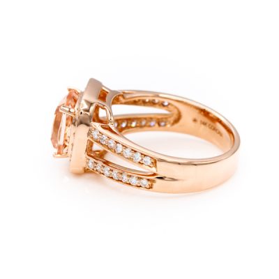 14K Rose Gold Cushion Cut Morganite Ring [OECR10103-12]