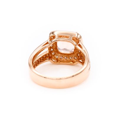 14K Rose Gold Cushion Cut Morganite Ring [OECR10103-12]