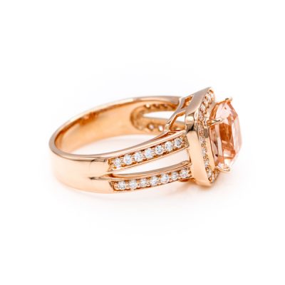 14K Rose Gold Cushion Cut Morganite Ring [OECR10103-12]