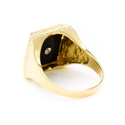 10K Yellow Gold Black Onyx Eagle Signet Ring [OECR10104-12]