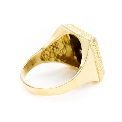 10K Yellow Gold Black Onyx Eagle Signet Ring [OECR10104-12]