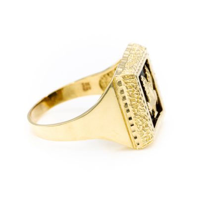 10K Yellow Gold Black Onyx Eagle Signet Ring [OECR10104-12]