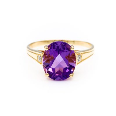 10K Yellow Gold Amethyst Ring [OECR10105-12]