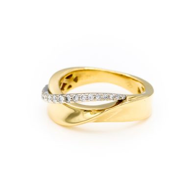 18K Yellow Gold 0.15TW SI1 G to H Diamond Band Ring [OECR10106-12]