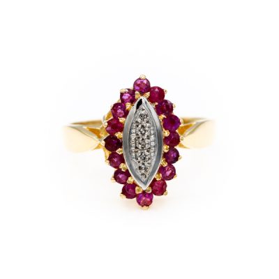 10K Yellow Gold Ruby Diamond Ring [OECR10107-12]