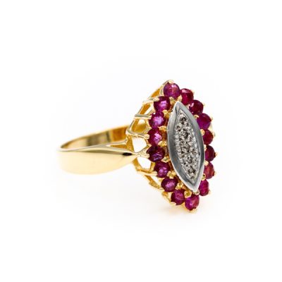 10K Yellow Gold Ruby Diamond Ring [OECR10107-12]