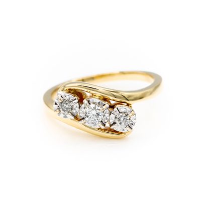 10K Two-Tone Gold 0.25TW I1 to I2 G to H Round Diamond Past Present Future Ring [OECR10108-12]