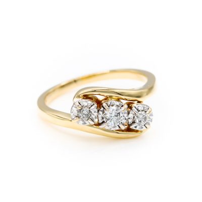 10K Two-Tone Gold 0.25TW I1 to I2 G to H Round Diamond Past Present Future Ring [OECR10108-12]