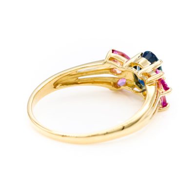 14K Yellow Gold Oval Cut Sapphire & Pink Topaz Marquise Cut Ring [OECR10109-12]