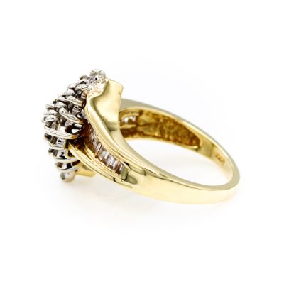 10K Yellow Gold 1.0TW I1 to I2 G to H Round & Baguette Diamond Ring [OECR10111-12]