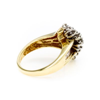 10K Yellow Gold 1.0TW I1 to I2 G to H Round & Baguette Diamond Ring [OECR10111-12]
