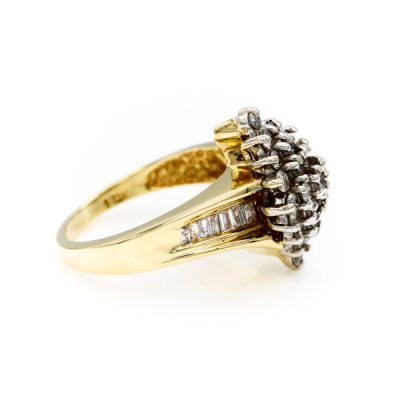 10K Yellow Gold 1.0TW I1 to I2 G to H Round & Baguette Diamond Ring [OECR10111-12]