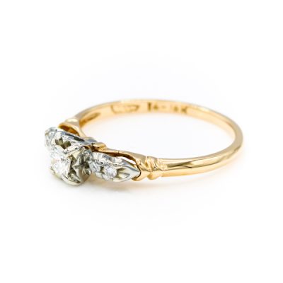 14-18K Two-Tone Gold 0.15CT VS2 G to H Round Diamond Ring [OECR10115-12]