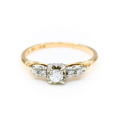 14-18K Two-Tone Gold 0.15CT VS2 G to H Round Diamond Ring [OECR10115-12]