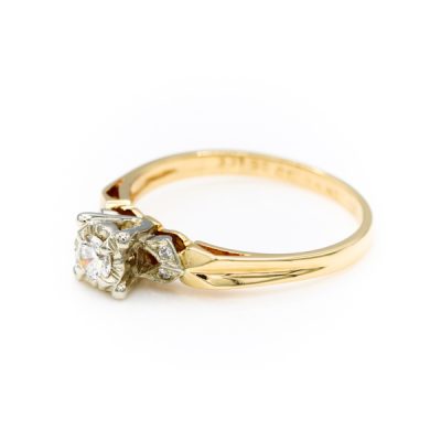 14K Yellow Gold 0.15CT VS2 I Round Diamond Ring [OECR10118-12]