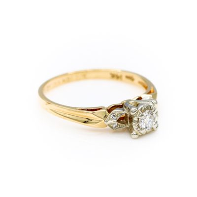 14K Yellow Gold 0.15CT VS2 I Round Diamond Ring [OECR10118-12]