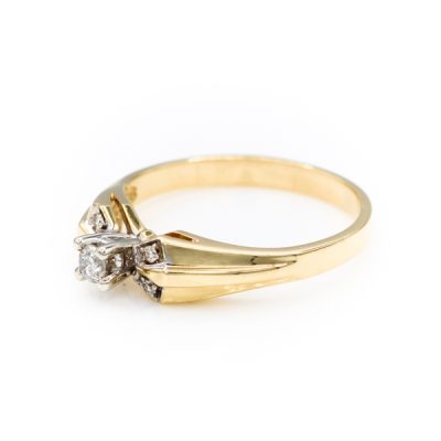 10K Yellow Gold 0.08CT I2 H to I Round Diamond Ring [OECR10121-12]