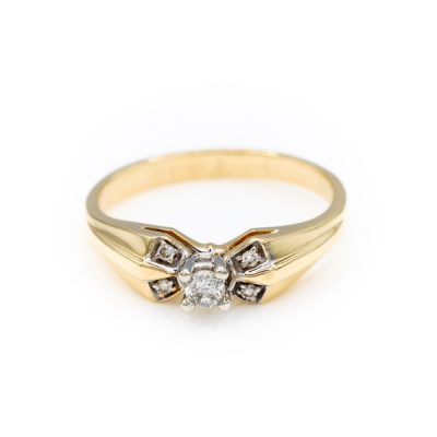 10K Yellow Gold 0.08CT I2 H to I Round Diamond Ring [OECR10121-12]