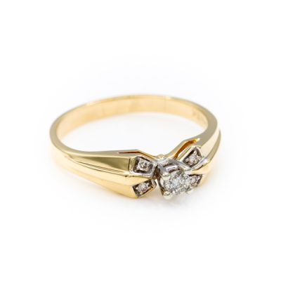 10K Yellow Gold 0.08CT I2 H to I Round Diamond Ring [OECR10121-12]