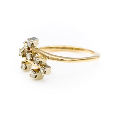 14K Yellow Gold 0.16TW VS2 H to I Round Diamond Ring [OECR10123-12]