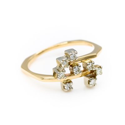 14K Yellow Gold 0.16TW VS2 H to I Round Diamond Ring [OECR10123-12]