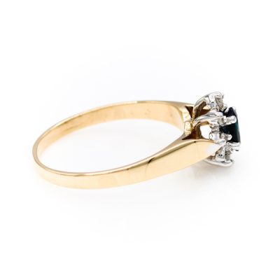10K Yellow Gold Oval Cut Blue Sapphire & Diamond Ring [OECR10127-12]