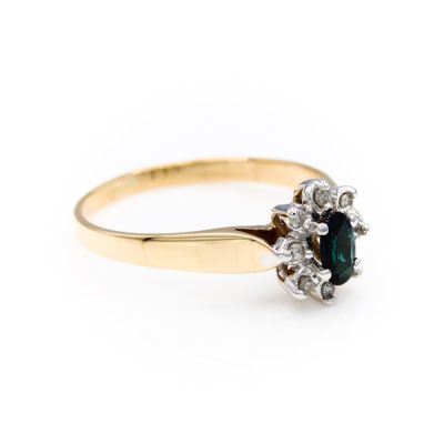 10K Yellow Gold Oval Cut Blue Sapphire & Diamond Ring [OECR10127-12]