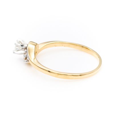 14K Yellow Gold 0.15CT VS2 G to H Round Diamond Ring [OECR10128-12]