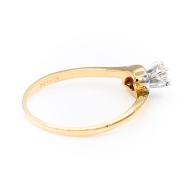 14K Yellow Gold 0.15CT VS2 G to H Round Diamond Ring [OECR10128-12]