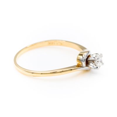 14K Yellow Gold 0.15CT VS2 G to H Round Diamond Ring [OECR10128-12]