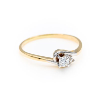 14K Yellow Gold 0.15CT VS2 G to H Round Diamond Ring [OECR10128-12]